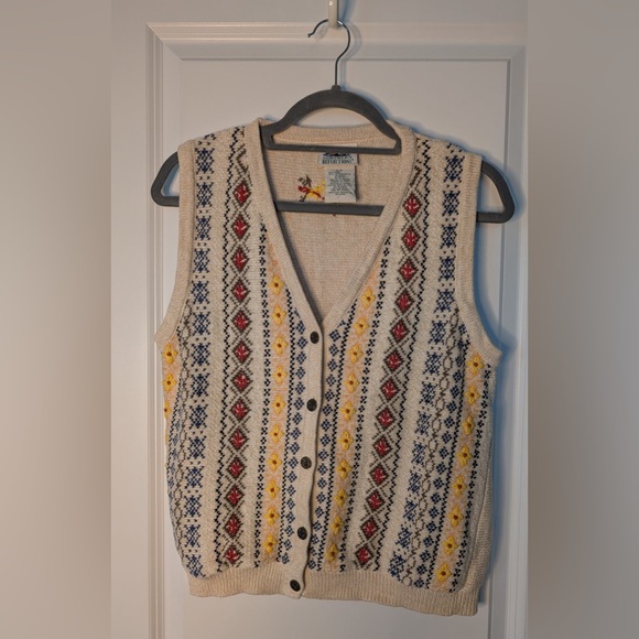 Vintage Northern Reflections Knit Floral Sweater Vest Size S - Picture 1 of 6